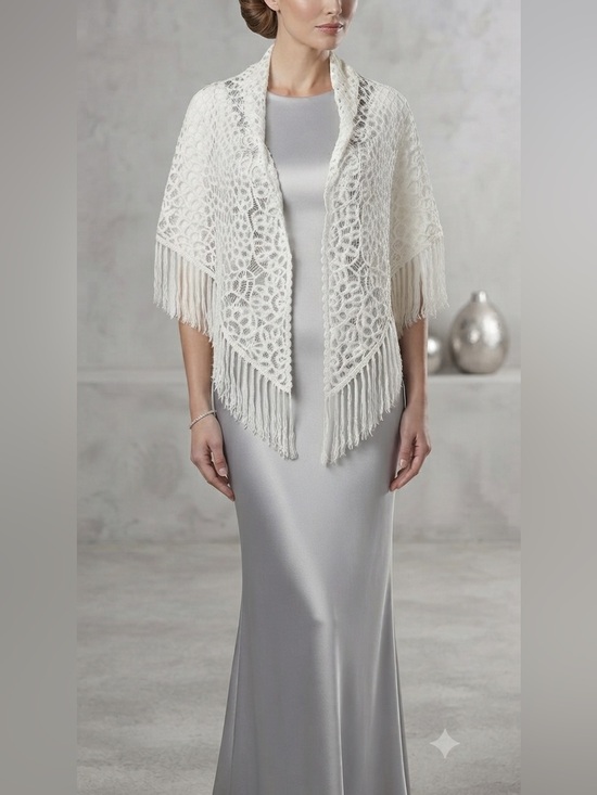 Sue Wong Accessories - Sue Wong white lace crochet wrap